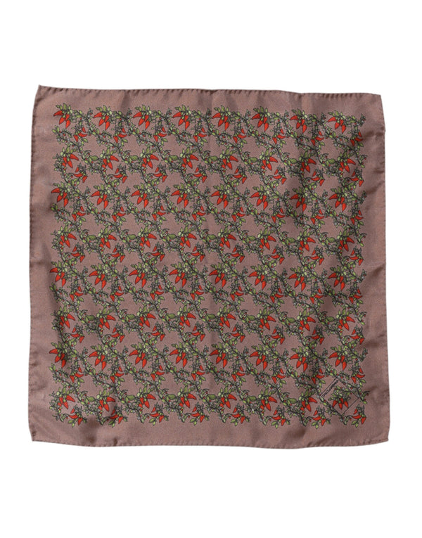 Dolce & Gabbana Brown Chili Print Silk Square Foulard Scarf