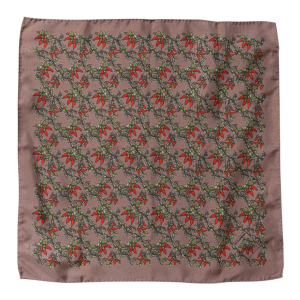 Dolce & Gabbana Brown Chilis Silk Square Men Foulard Scarf