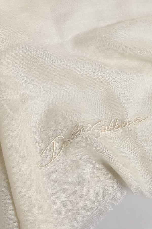 Dolce & Gabbana White Cashmere Neck Warmer Wrap Shawl Scarf