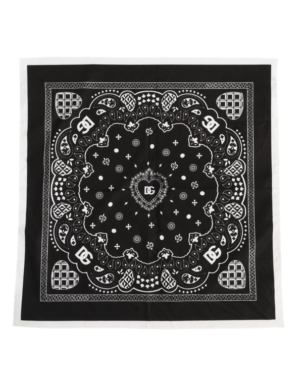 Dolce & Gabbana Black White Bandana Square Men Foulard Scarf