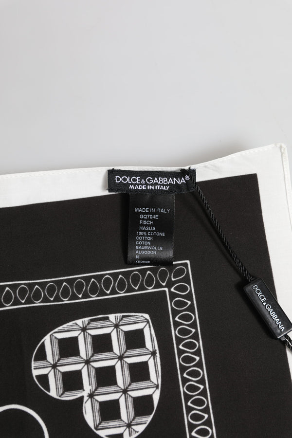 Dolce & Gabbana Black White Bandana Square Men Foulard Scarf