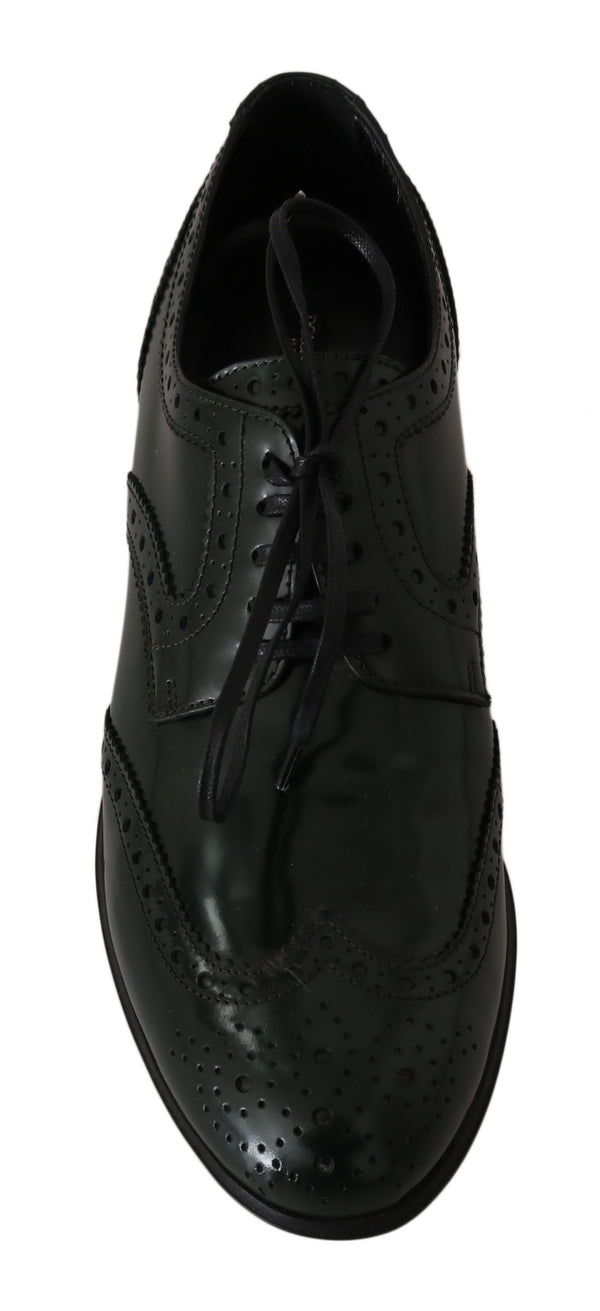 Dolce &amp; Gabbana vihreät nahkaiset Broque Oxford Wingtip -kengät