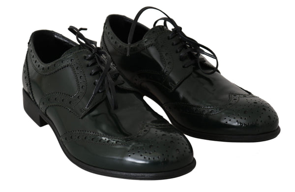 Dolce &amp; Gabbana vihreät nahkaiset Broque Oxford Wingtip -kengät