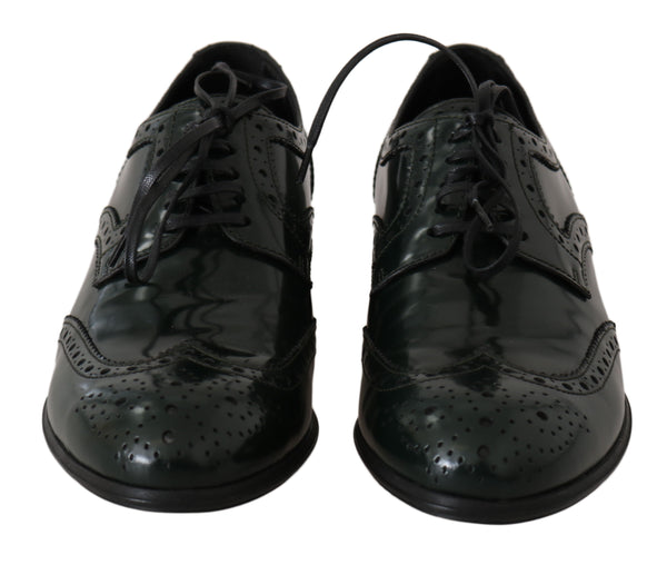 Dolce &amp; Gabbana vihreät nahkaiset Broque Oxford Wingtip -kengät