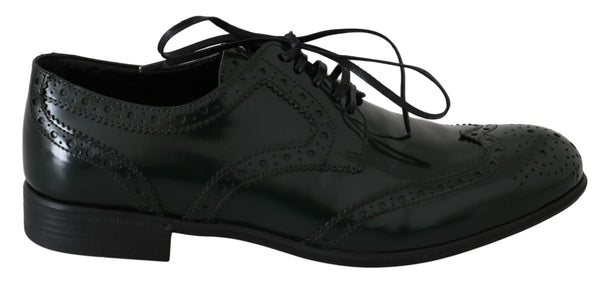 Dolce &amp; Gabbana vihreät nahkaiset Broque Oxford Wingtip -kengät