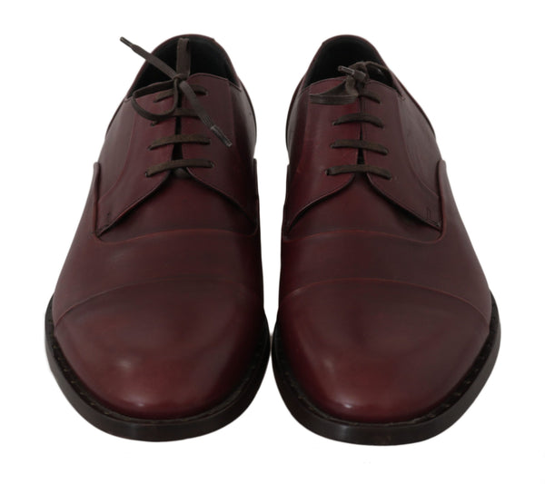 Dolce &amp; Gabbana Red Bordeaux Leather Derby -muodolliset kengät