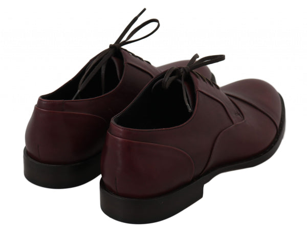 Dolce &amp; Gabbana Red Bordeaux Leather Derby -muodolliset kengät