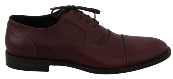 Dolce &amp; Gabbana Red Bordeaux Leather Derby -muodolliset kengät