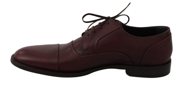 Dolce &amp; Gabbana Red Bordeaux Leather Derby -muodolliset kengät