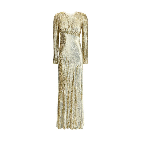 Self-Portrait Gold thread long Dress