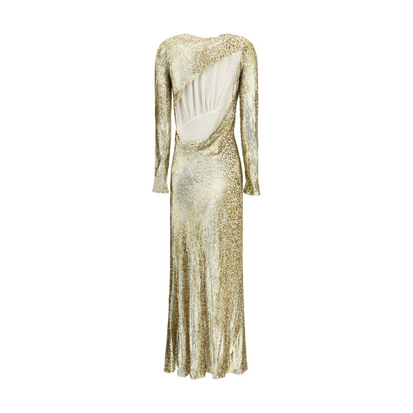 Self-Portrait Gold thread long Dress
