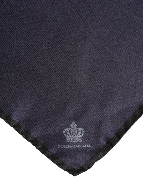 Dolce & Gabbana Blue DG Crown Silk Square Men Foulard Scarf