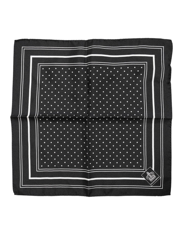 Dolce & Gabbana Black White Polka Dot Men Foulard Scarf