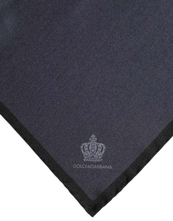 Dolce & Gabbana Dark Gray DG Crown Silk Square Foulard Scarf