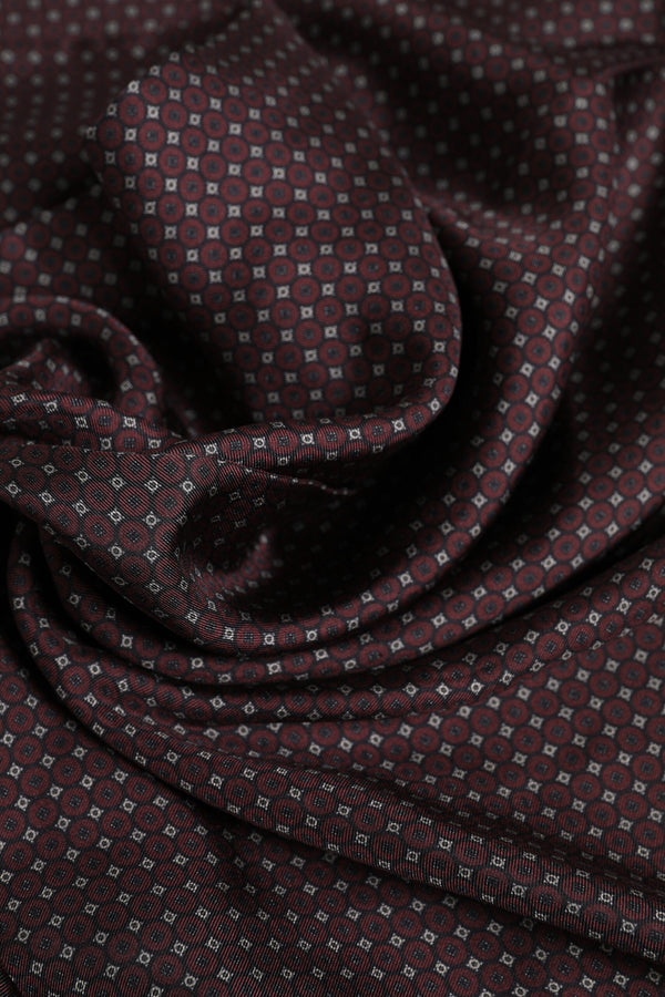 Dolce & Gabbana Maroon Dotted Silk Fringes Foulard Scarf