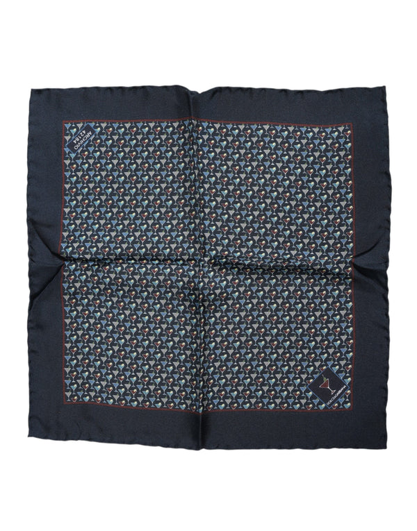 Dolce & Gabbana Blue Cocktail Silk Square Foulard Scarf