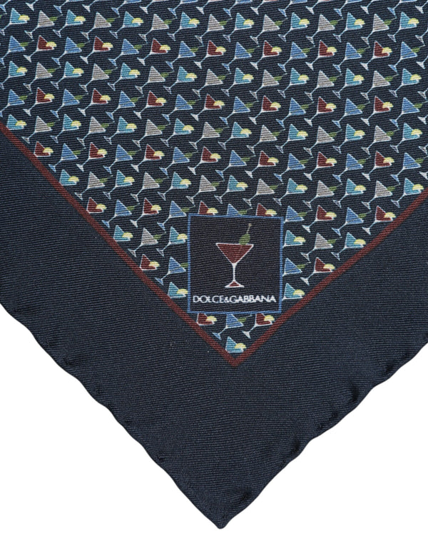 Dolce & Gabbana Blue Cocktail Silk Square Foulard Scarf