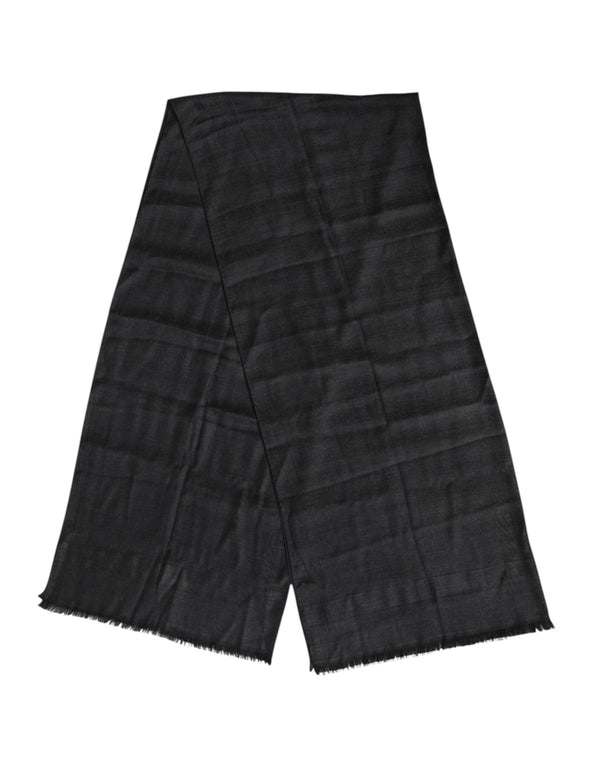 Dolce & Gabbana Dark Gray Cashmere Fringes Neck Warmer Scarf