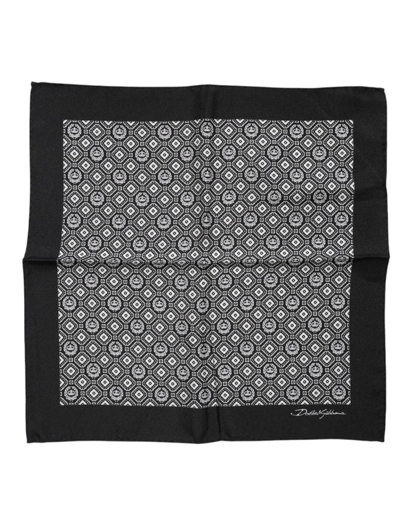 Dolce & Gabbana Black White Patterned Square Foulard Scarf
