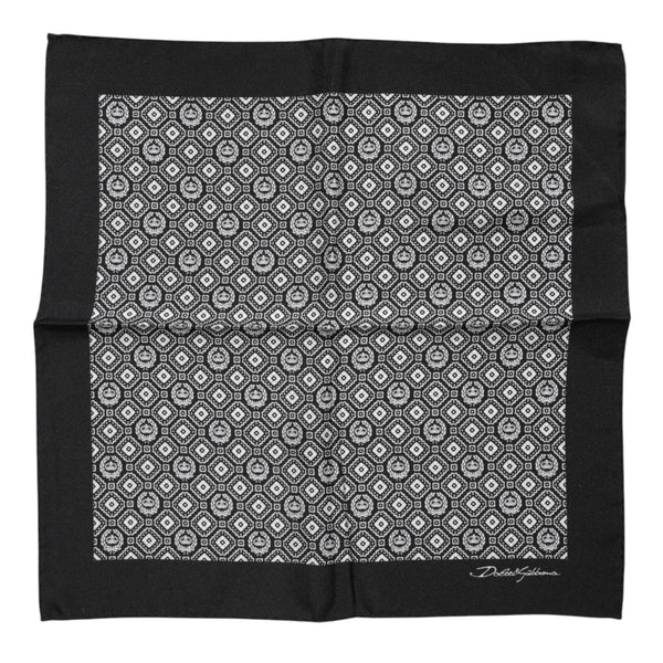 Dolce & Gabbana Black White Patterned Square Foulard Scarf