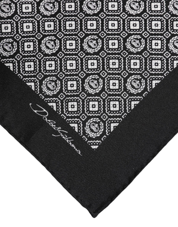 Dolce & Gabbana Black White Patterned Square Foulard Scarf