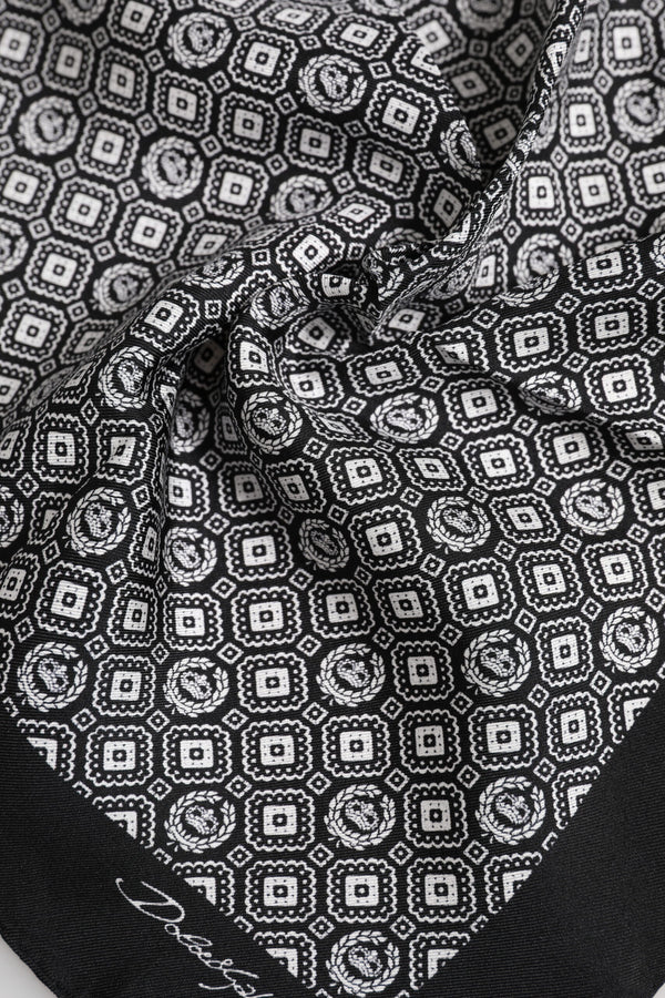 Dolce & Gabbana Black White Patterned Square Foulard Scarf