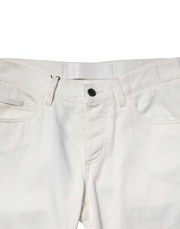 Dolce & Gabbana White Cotton Skinny Men Denim Jeans