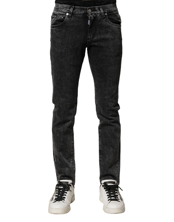 Dolce & Gabbana Black Washed Double Waistband Denim Jeans