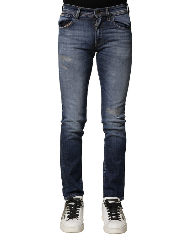 Dolce & Gabbana Blue Washed Cotton Slim Fit Men Denim Jeans