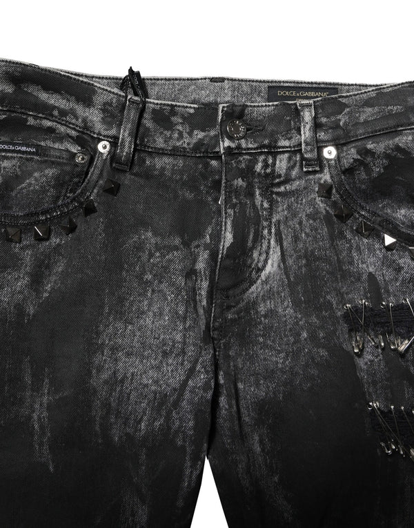 Dolce & Gabbana Black Washed Embellished Skinny Denim Jeans