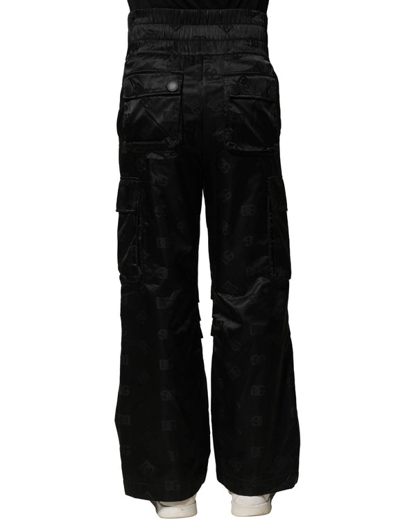 Dolce & Gabbana Black Nylon DG Logo Straight Pants