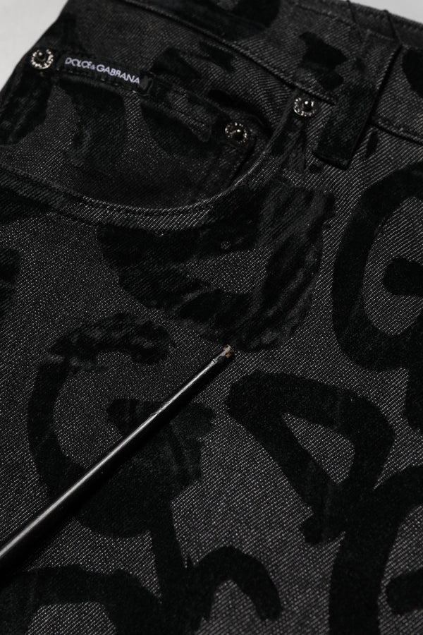 Dolce & Gabbana Gray Cotton DG Logo Straight Men Denim Jeans