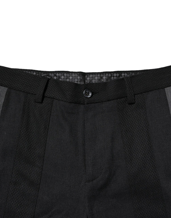 Dolce & Gabbana Black Gray Cotton Tapered Men Pants
