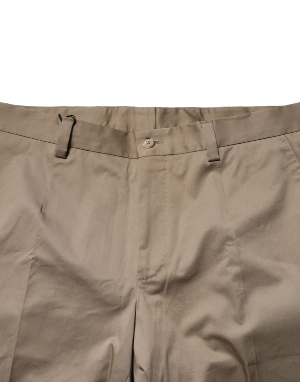 Dolce & Gabbana Brown Cotton Tapered Men Formal Pants
