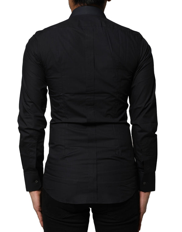 Dolce & Gabbana Black Cotton GOLD Long Sleeves Dress Shirt