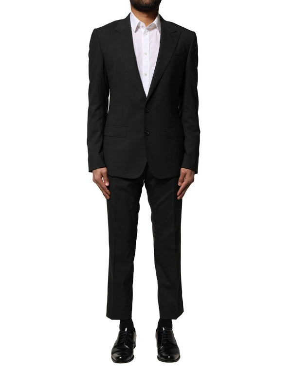 Dolce & Gabbana Black Wool 2 Piece Single Breasted Suit