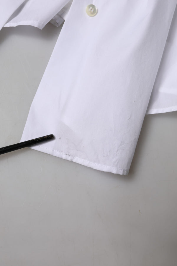 Dolce & Gabbana White Cotton Collared Short Sleeves Top