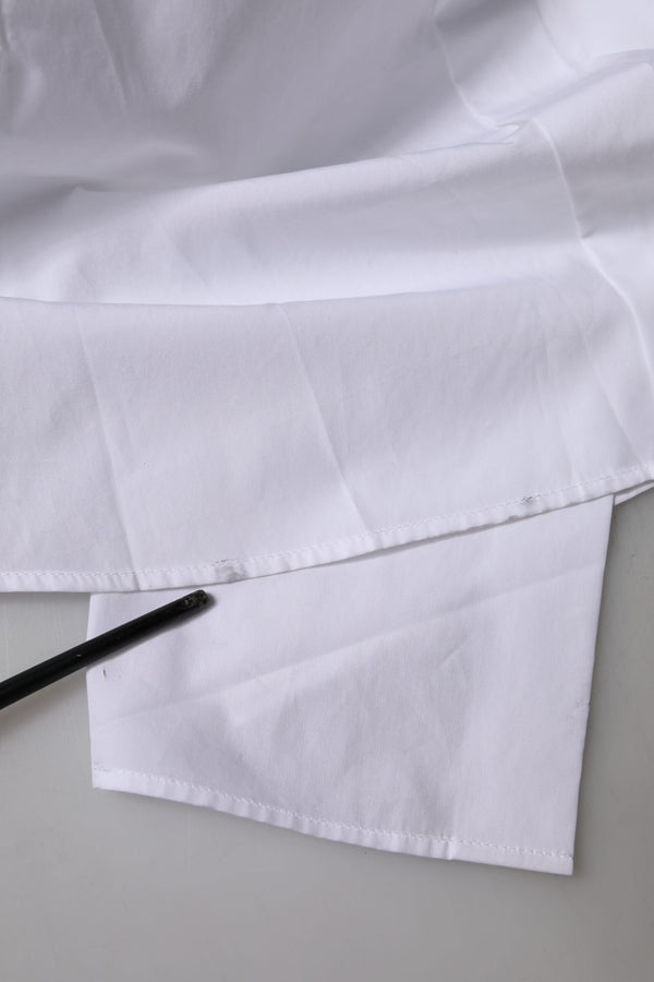 Dolce & Gabbana White Cotton Collared Short Sleeves Top