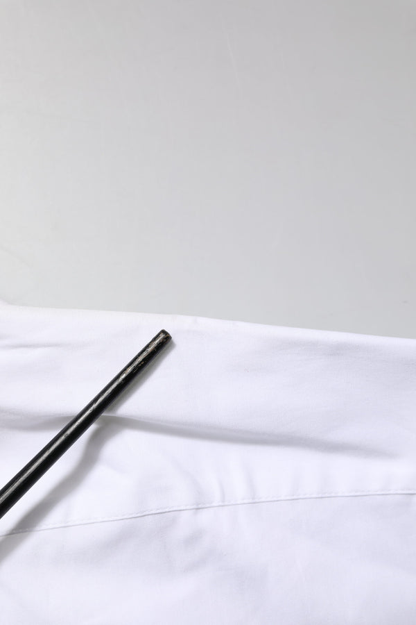 Dolce & Gabbana White GOLD Cotton Collared Dress Shirt Top