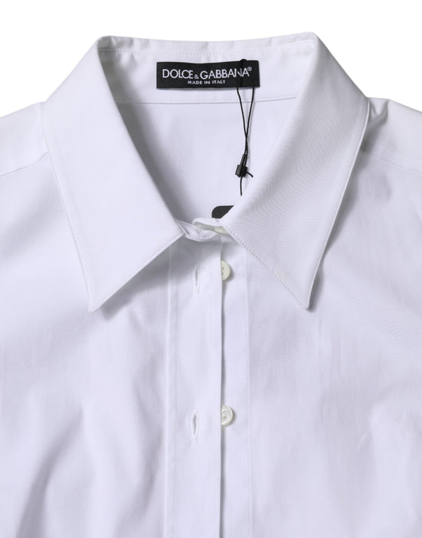 Dolce & Gabbana White Cotton Collared Long Sleeves Shirt Top