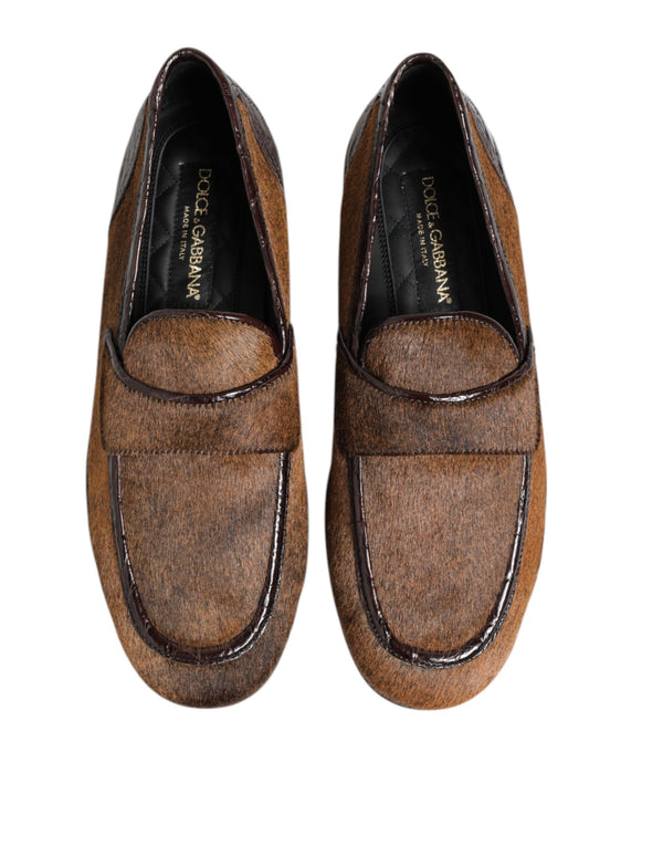 Dolce & Gabbana Brown Loafers Leather Slip On Men Dress Shoes