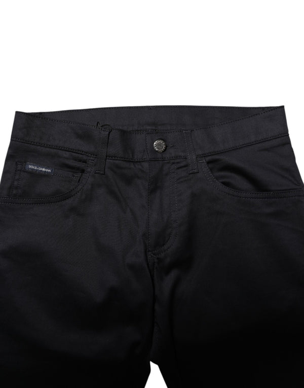 Dolce & Gabbana Black Cotton Skinny Mid Waist Pants