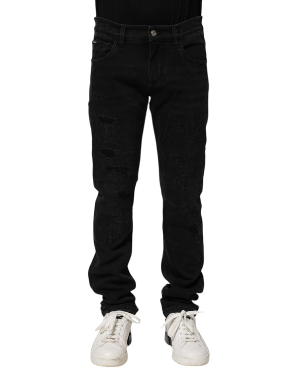 Dolce & Gabbana Black Cotton Skinny Men Denim Jeans