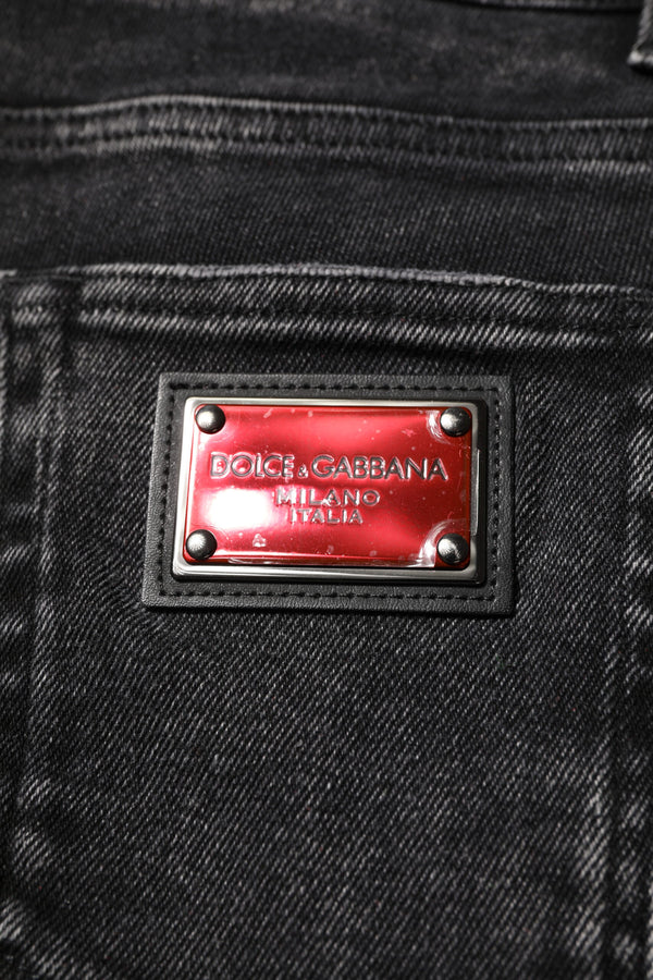 Dolce & Gabbana Black Cotton Skinny Men Denim Jeans