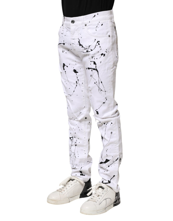 Dolce & Gabbana White ColorSplash Skinny Denim Jeans