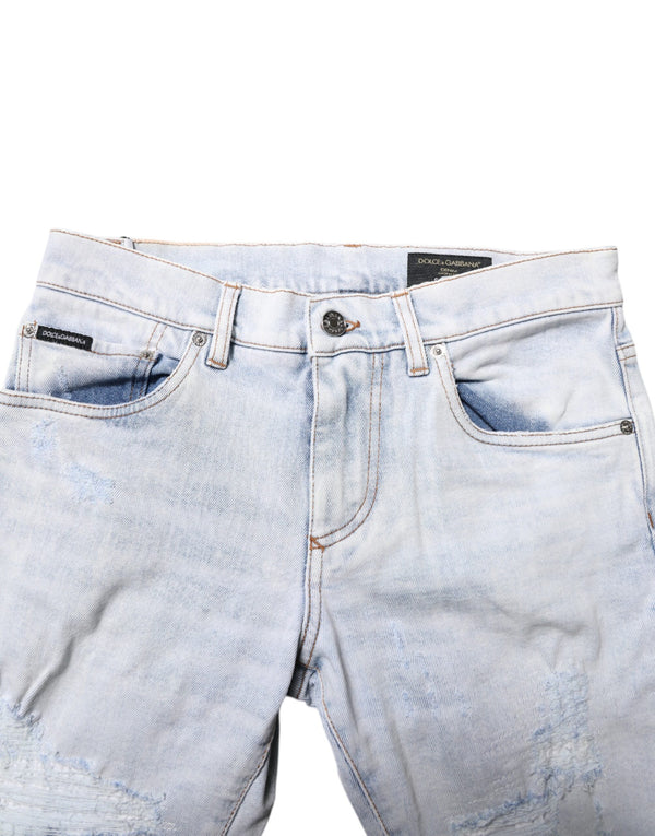 Dolce & Gabbana Light Blue Tattered Skinny Denim Jeans