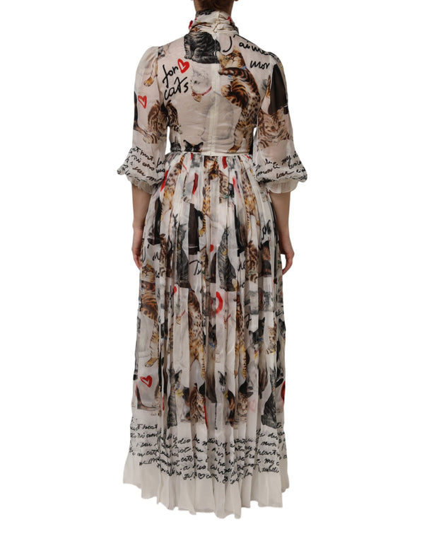 Dolce & Gabbana Multicolor Animal Print Silk Ascot Maxi Dress
