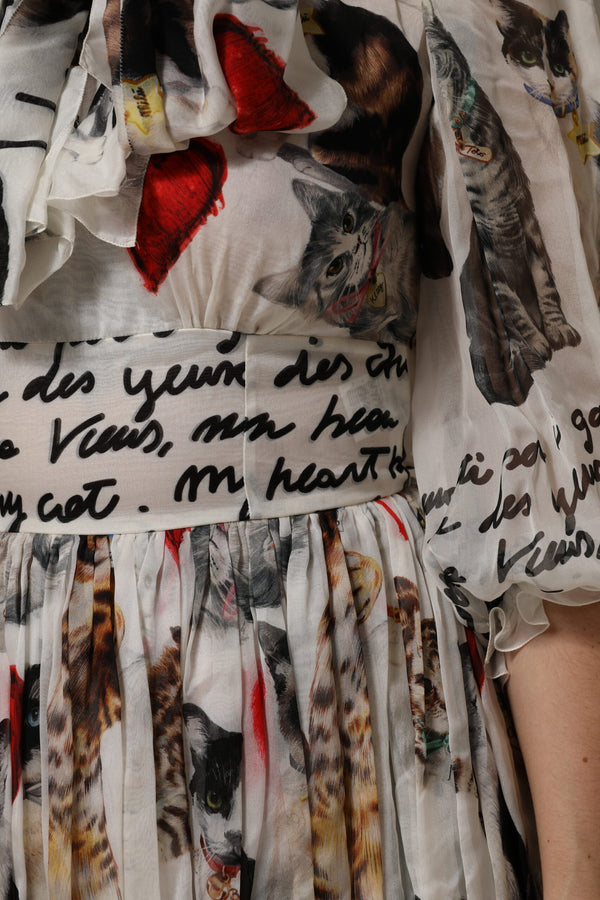 Dolce & Gabbana Multicolor Animal Print Silk Ascot Maxi Dress