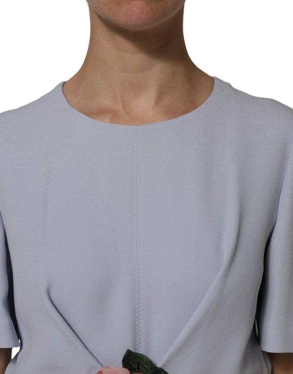 Dolce & Gabbana Gray Viscose ShortSleeve Sheath Midi Dress