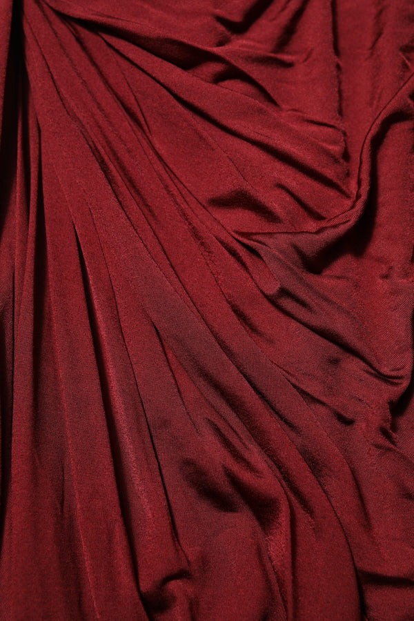 Dolce & Gabbana Red Viscose Fitted One Shoulder Midi Dress